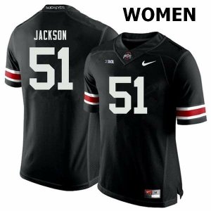 Women's Ohio State Buckeyes #51 Antwuan Jackson Black Nike NCAA College Football Jersey Supply SJW6744NK